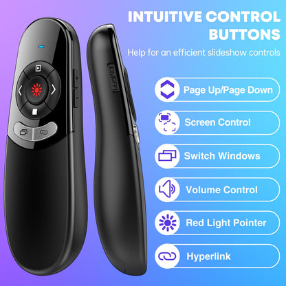 2 in 1 Type C USB Presentation Clicker with Carry Bag, Wireless Presenter Remote PowerPoint Clicker for Computer Presentations, Slide Advancer for Mac Laptop