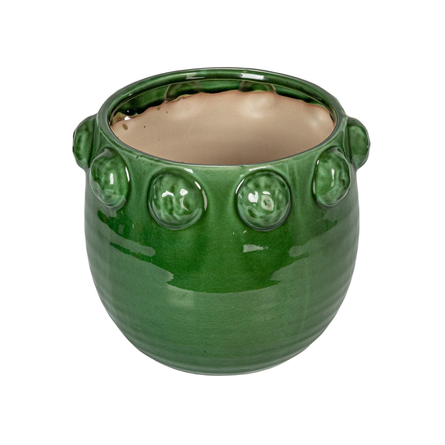 Creative Co-Op Terra-Cotta Planter with Raised Dots, Green