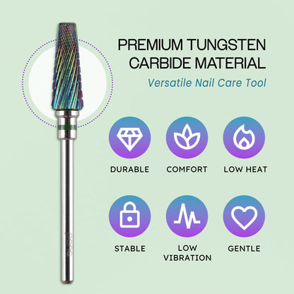 PANA Nail Carbide 5 in 1 Bit - Two Way Rotate use for Both Left and Right Handed - Fast Remove Acrylic or Hard Gel - 3/32" Shank - Manicure, Nail Art, Drill Machine (Fine - F, Silver)