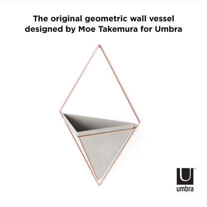 Umbra Trigg Hanging Planter Vase Wall Decor, Pot and Container for Succulents, Cactus, Faux Plants, and More, Large, Grey/Copper