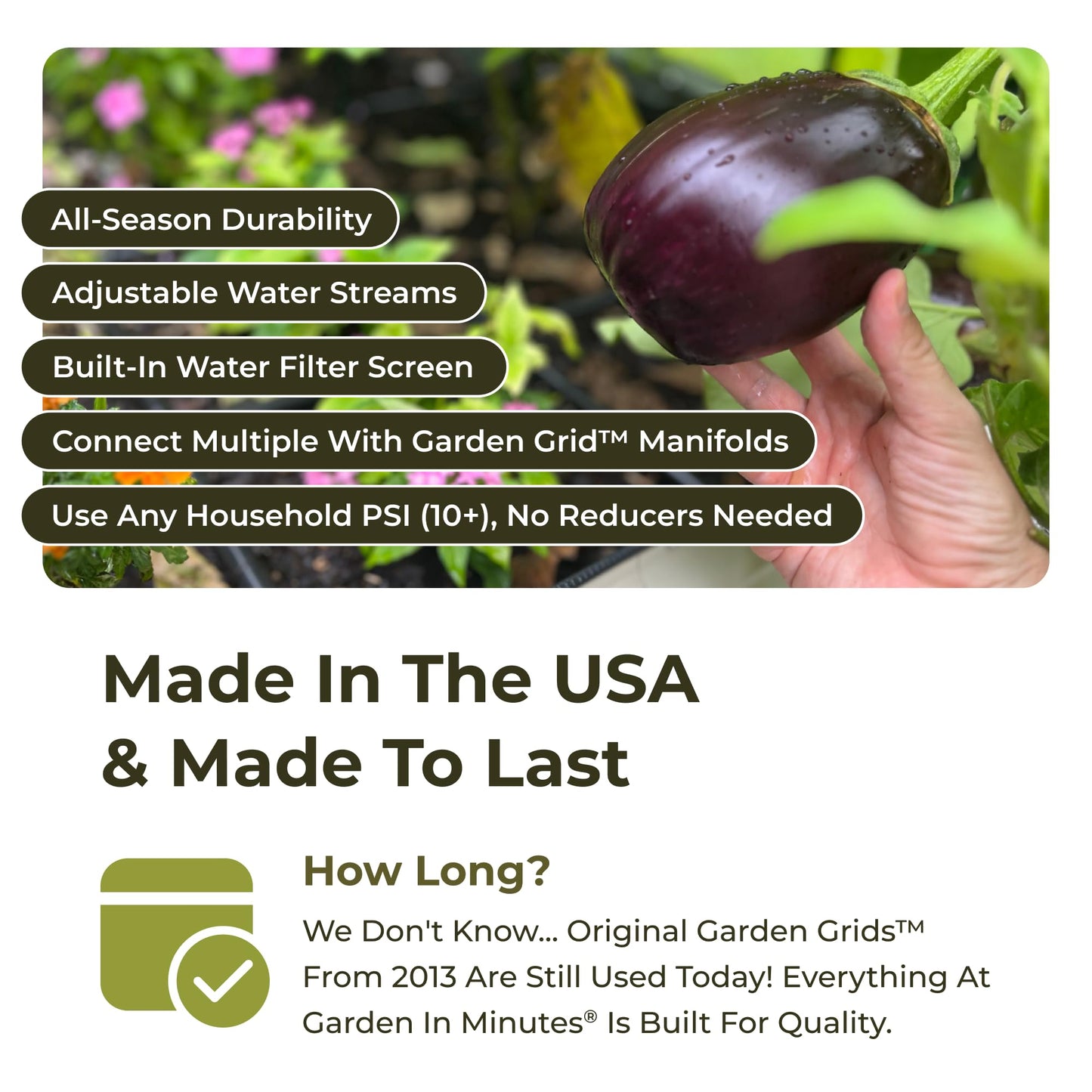 Garden Grid Watering System - 3x6 Cornerless | Raised Garden Bed Drip Irrigation System - But Better | Pre-Assembled, Waters Every Plant Evenly | for Beds w/Corner Posts or Curved Ends | 33.5"x66"