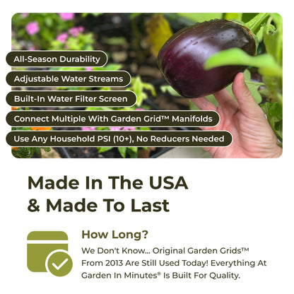 Garden Grid Watering System - 3x6 Cornerless | Raised Garden Bed Drip Irrigation System - But Better | Pre-Assembled, Waters Every Plant Evenly | for Beds w/Corner Posts or Curved Ends | 33.5"x66"