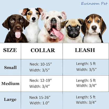 Soft Dog Collar and Leash Set Adjustable Woven Tweed Dog Collars with Metal Buckle and Lead for Small Medium Large Dogs,Pink