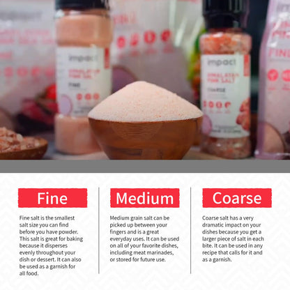 Impact - Fine Himalayan Pink Sea Salt - No Additives Rich in Trace Minerals Non-GMO Gluten-Free Ideal for Low-Carb Fasting Cooking - 1lb Shaker