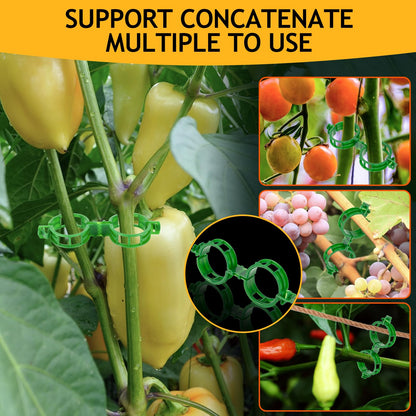 owandan 200Pcs Secured Plant Support Clips - Tomato Clips for String Trellis, Grape Vine Grid Clamp for Garden Netting Climbing Plants, Fixing Stem and Vine (Green)