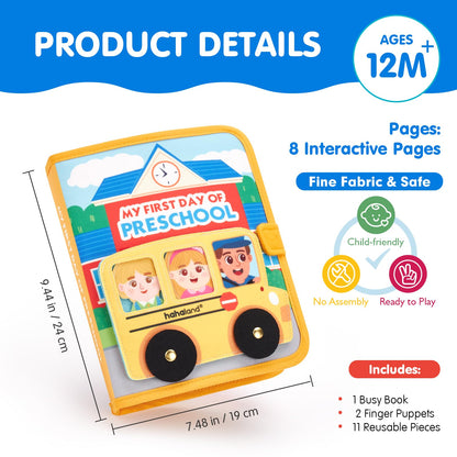 hahaland Busy Book Preschool Learning Activities - First Day of School Gifts Activity Books for Toddlers 1-4, Montessori Toys 2 Year Old Boy Girl Birthday Gift Preschool Must Haves Busy Board Ages 2-4