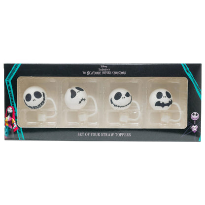 Silver Buffalo Nightmare Before Christmas Jack Expressions Reusable Plastic Molded Straw Cover Cap 4pk Set
