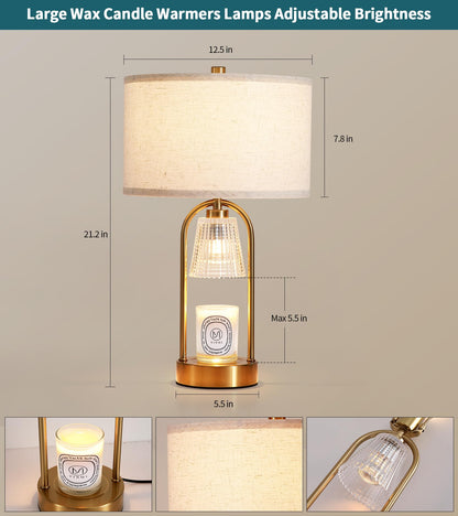 ANANAN 2-in-1 Table Lamp Candle Warmer Lamp with Timer & Dimmer,Large Wax Melt Warmer Modern Bedside Lamp for Bedroom Living Room Home Decor Birthday Gifts for Women D12.5 x H21.2“ Bulbs Included