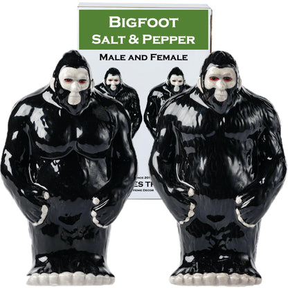 Bigfoot Ceramic Salt and Pepper Shaker Set – Unique Funny Big Foot Sasquatch Gifts for Adults Men and Women – Novelty Gag Cryptid Gifts for White Elephant Party