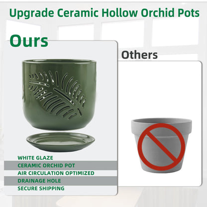 LITUDISO 5+6 inch Orchid Pots with Holes, Orchid Pots for Repotting, Healthy Air Circulation Plant Pots for Plant Lovers, Planters for Indoor/Outdoor Plants, Set of 2