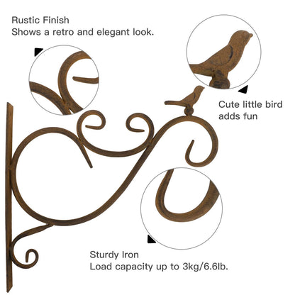 Lewondr Wall Hanging Plant Bracket,2 Pack 12-inch Retro Iron Metal Wall Hanger for Hanging Plant Flower Bird Feeder Planter Indoor Outdoor,Retro