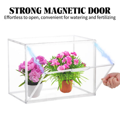 2 Pcs Mini Greenhouse for Indoor Clear Portable Tabletop Greenhouse with Magnetic Door Stackable Waterproof Small Plant Tent for Indoor Plants Growing & Seed Starting 14.2×10.6×8.7 Inch