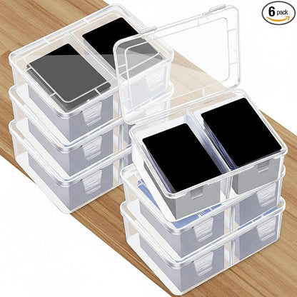 Vicenpal 300 Card Storage Box Compatible with Mtg TCG Clear Plastic Trading Card Storage Box with Removable Divider Hard Trading Deck Case for Baseball Football Game Organizer Collector(6 Pcs)