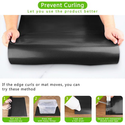 WochiTV Shelf Liner for Cabinets, Drawer 11.8 Inch x 4.9 Feet, Non Adhesive EVA Plastic Waterproof Protectors Mats for Kitchen, Pantry, Bathroom Closet, Cupboard, Black