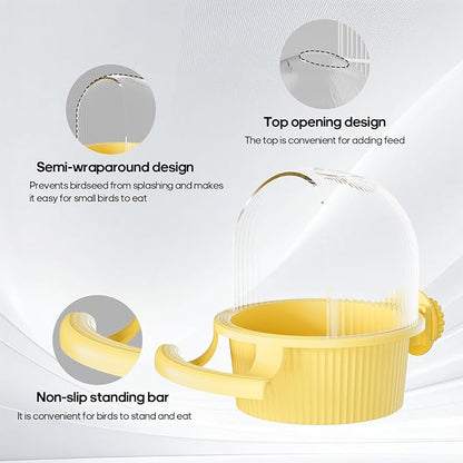 No Mess Bird Feeder Water Dispenser Set, Automatic Hydration, Bird Cage Accessories for Cockatiels Parrots Lovebirds Canarys Finches Budgies and Other Small to Medium Sized Birds (Pink + White)