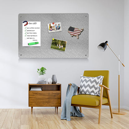 2Pack Magnetic Board,17.1" x 11.8" Magnet Display,for Magnets and Bulletin Board,Suitable for Wall, Refrigerator, Compartment, Cabinet etc,Comes with Dual Lock Tape for Easy Hanging (silver1
