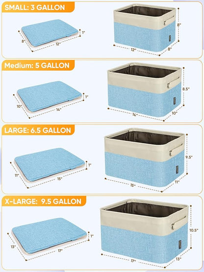 BALEINE 1 Pack Fabric Closet Storage Bins for Shelves, Linen Closet Organizers and Storage, Decorative Baskets for Organizing, Shelf, Clothes, Home, Office (Skyblue, 15''x11''x9.5'')