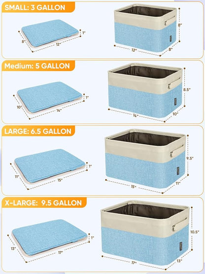 BALEINE 2 Pack Fabric Closet Storage Bins for Shelves, Linen Closet Organizers and Storage, Decorative Baskets for Organizing, Shelf, Clothes, Home, Office (Skyblue, 17''x13''x10.5'')