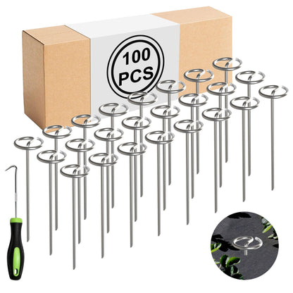 Landscape Fabric Stake, 6-inch Galvanized Round Head Landscape Nail Steel Anti Bending Weed Barrier Stake, Used for Plant Cover, Lawn, Fence, and Ground Garden Stake (50)