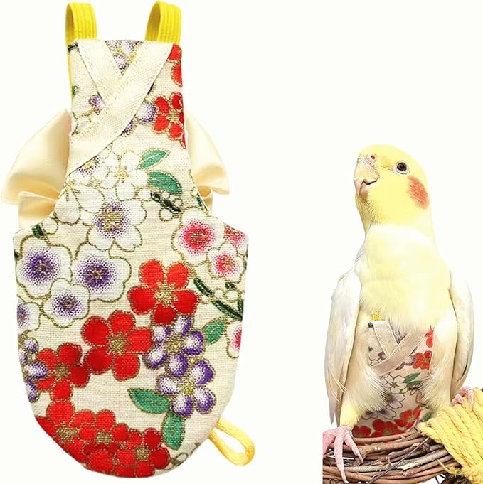 Bird Flight Suits Diapers, Parrot Flight Suits Diapers for Quaker Parakeets Cockatiels Conures Macaw African Grey, Bird Diaper, Parrot Clothes (Almond,XL)