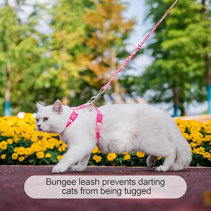 BEAUTYZOO Cat Harness and Leash Set Escape Proof for Walking, Kitten Soft Adjustable Vest Harnesses for Small Medium Large Cats, Easy Control Breathable Plaid Ribbon Nylon for Outdoor Indoor Use