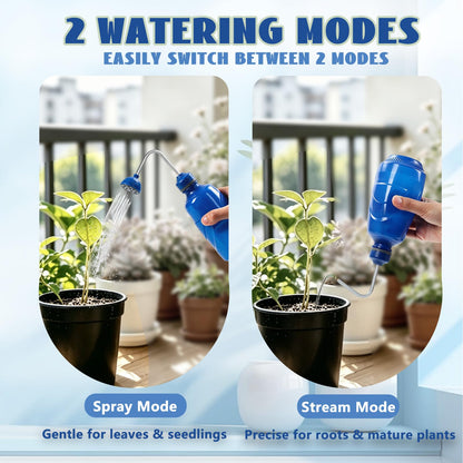 2 Pack Small Watering Can, 2 in 1 Spray Head Functionality, 450ML Squeeze Garden Plant Watering Can for Seedlings Indoor/Outdoor Plants(Blue)