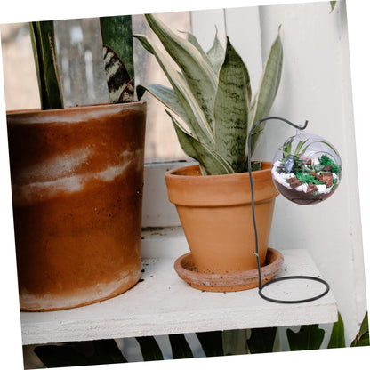 Toyvian Decorative Hanging Rack for Air Plants Black Glass Terrarium Holder with Hook for Home and Office Decor Pothook Stand for Flowers and Succulents Unique Micro Landscape