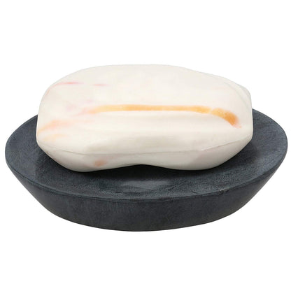 Ajuny Self Draining Soap Dish with Drain Durable Waterfall Stone Soap Tray Holder Soap Saver for Shower, Bathroom, Kitchen, Bathtub Easy Clean - Grey