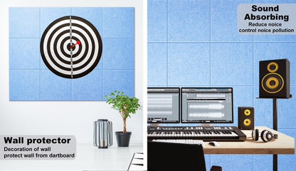 G Gamit Felt Wall Tiles Bulletin Board Large Cork Board Alternative 6 Pack 11.81”x11.81”x0.47” Felt Pin Board Tack Board with Safe Removable Adhesive Tabs for Home Office School 36x24 (Light Blue)