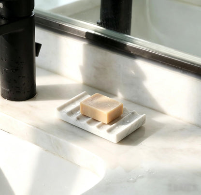 Soap Holder, Luxury Marble Soap Dish for Shower, Bathroom Tray with Creative Wavy Design,Easy Cleaning Marble Tray for Kitchen Sink