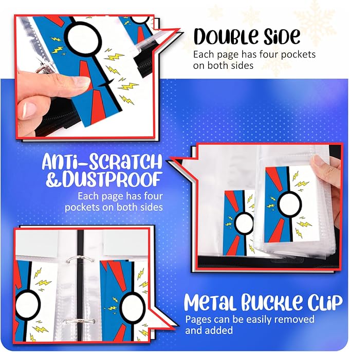 Collectible Trading Card Albums, 400 Card Holders with 50 Removable Sleeves, Portable 4 Pockets Collectible Trading Card Binder, PU Card Collection Binder for MTG, TCG, Sport Card, Game Cards