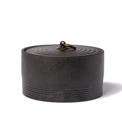 SILINE Ceramic Canister,16.9 Oz /500ml Food Storage Jar for Tea,Coffee Beans,Herb,Candy,Spices,Nuts (Stone Black)