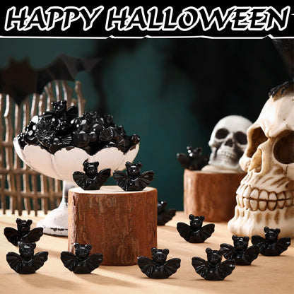 VioraWhite 100 Pcs Halloween Miniatures Mini Resin Bats Black Figures Tiny Resin Animals Decor for Halloween Scene Party Bag Fillers Garden Decor