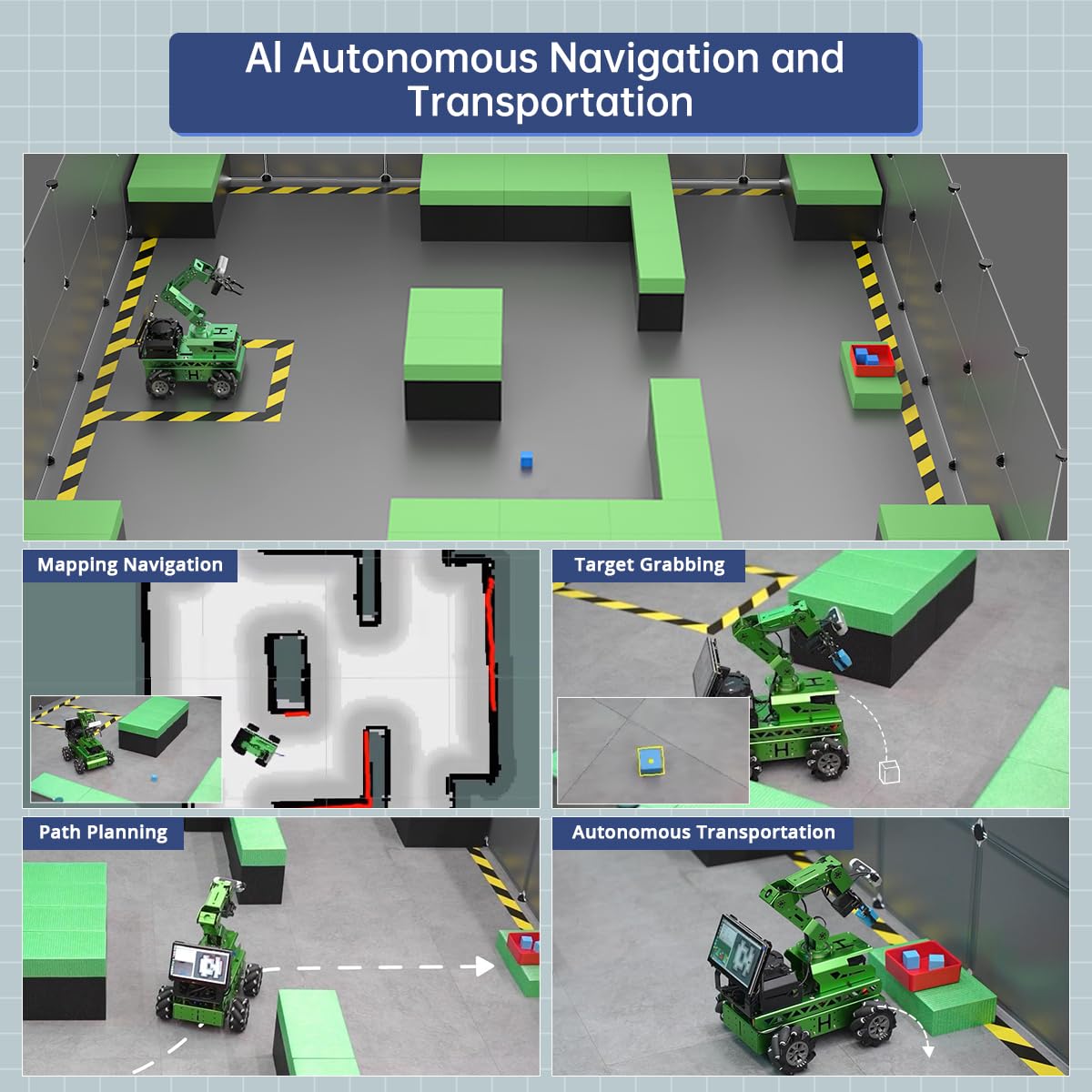 HIWONDER Robot Car with ChatGPT Large AI Model ROS2 ROS1 Education Lidar SLAM Mapping Navigation AI Vision 6DOF Robotic Arm Voice Control Smart Sorting, JetRover Standard Kit & Jetson Nano 4GB