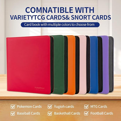 Card Binder – 1024 Capacity, Zippered Trading Card Holder for MTG, Sports & Collectible Cards – Acid-Free, Durable & Travel-Friendly Storage (Red dots, 16 Pocket)