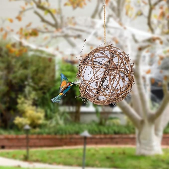 2PCS Handmade Birdhouse Materials, 2025 New Bird Nesting Ball Material for Wild Birds, Hummingbird Nesting Humming Bird House Material Gifts for Bird Watching Nature Lovers, 2Pcs 3.94in