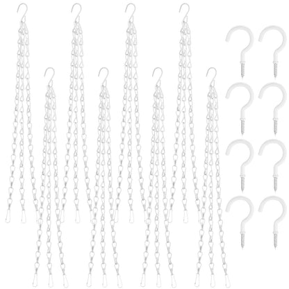 Ripeng 8 Pack 16.38 Inch Plant Hanging Chains with Hooks Metal White Hanging Basket Chain for Bird Feeders Planters Lanterns 3 Point Flower Pot Basket Chain Garden Plant Hangers