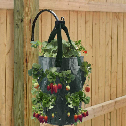EBOCACB 3 pcs Hanging Planter Bag with Handles, Plastic Hanging Strawberry Planting Containers Strawberry Grow Bags Foldable Durable Growing Bags Grow Planter for Growing Vegetables Flowers Herb Plant