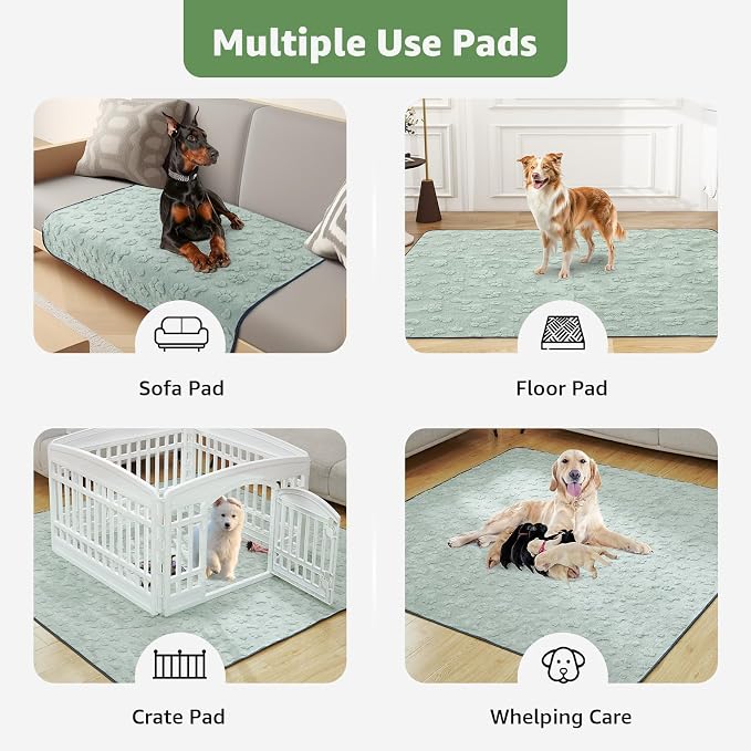 LOOBANI 2 Packs Extra Large Reusable Pee Pads for Dogs, 54x54in Waterproof Washable Dog Mat, Non-Slip and Leakproof Whelping Pad for Potty Training, Playpen, Crate,Floor and Bed