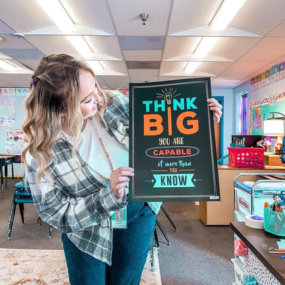 Flora Maria Shop 32 Set of 64 Motivational Posters,1 Free Inspirational Poster, Positive Classroom Decorations Quotes & Teacher Bulletin Boards, Growth Mindset for Elementary, Middle, High Schools