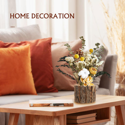DECHOUS 3Pcs Wood Stump Flower Pots - Rustic Tree Bark Plant Pot Table Centerpieces Vase Flower Stump Bucket Planter for Home Farmhouse Decor Indoor Garden Decoration