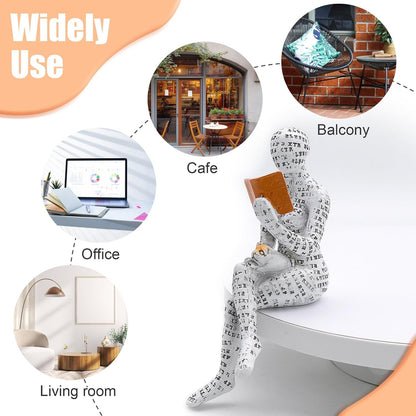 JLNGTHONG Reading Women Figurine, Thinker Statue Modern Art Sculpture Resin Abstract Collectible Figurines for Console Table Bookshelf Shelf Office Coffee Table Home Decoration (Seated Position)