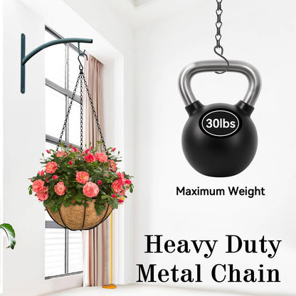 ZeeDix 4 Pack, 24 Inch Hanging Basket Chain with Hooks, Black Metal Planter Flower Pot Chain for Hanging Plants Outdoor, Adjustable Replacement Chain Plant Hangers for Lanterns Bird Feeders & Flowers