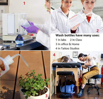 Hyber&Cara Safety Tattoo Wash Bottle 2Pcs 500ml Plastic Squeeze Bottle with 1Pc Silicone Funnel for Lab Plant Watering
