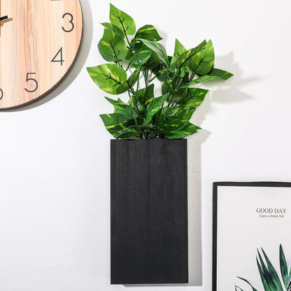 Vesici Wood Wall Planter Vase with Artificial Plants Indoor Plants Holder Pocket Farmhouse Wooden Wall Flower Vase Hanging Plant Decor for Bedroom Kitchen Office Home(2 Pcs,Green Plants)