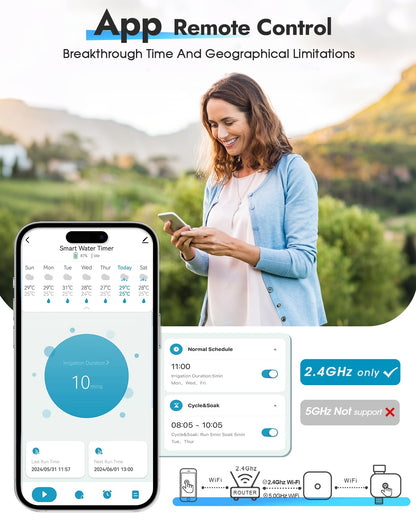 Insoma WiFi Sprinkler Timer, Water Timer for Garden, Smart Hose Timers with Hub Support 2.4GHz WiFi & Bluetooth, Rain Delay & Manual Watering, App/Voice Control Work with Alexa & Google Assistant