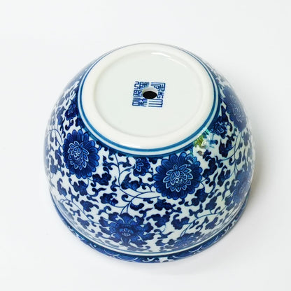 ZENSOAR Blue and White Chinoiserie Planter, Blue and White Flower Pot for Indoor Plants, Oriental Pots for Plants, Oriental Porcelain Chinoiserie Pot, Ceramic Asian Planter