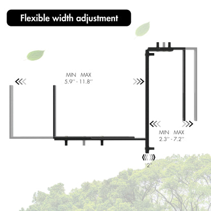 WISHCII Window Box Brackets, (5.9 to 11.8 Inches) Adjustable Planter Box Brackets, Heavy Duty Iron Flower Box Holder for Railings,- Perfect for Balconies, Fences, and Gardens (Classic Shape,4 Pack)