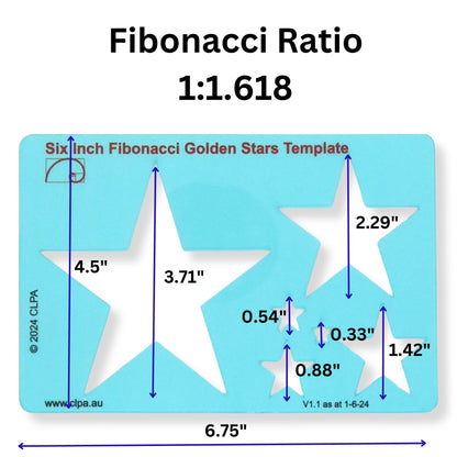 6" Star Stencil Template — Golden Ratio Tool for Drawing — Fibonacci Template — Geometric Stencil for Art, Drafting and Quilting — Clear PETG — Made in Australia