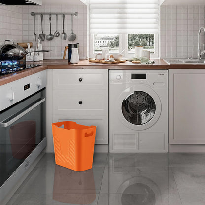 ASFUSS Small Orange Trash Can Wastebasket, 2.9 Gallon Plastic Garbage Can Waste Basket for Narrow Spaces Bathrooms Laundry Room Kitchens Offices Kids Rooms (Orange)